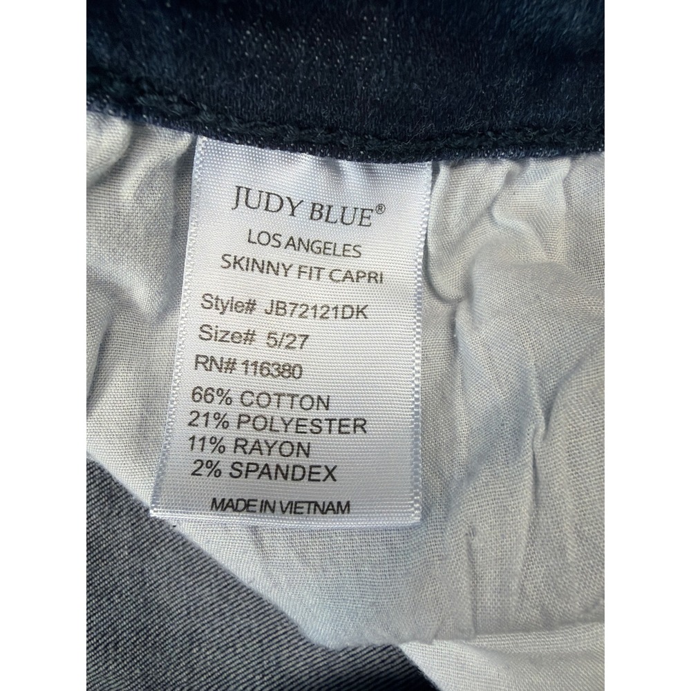 Judy Blue Skinny Fit Capri Jeans Dark Wash Stretch Denim Size 5 27 JB72121DK - Picture 5 of 9